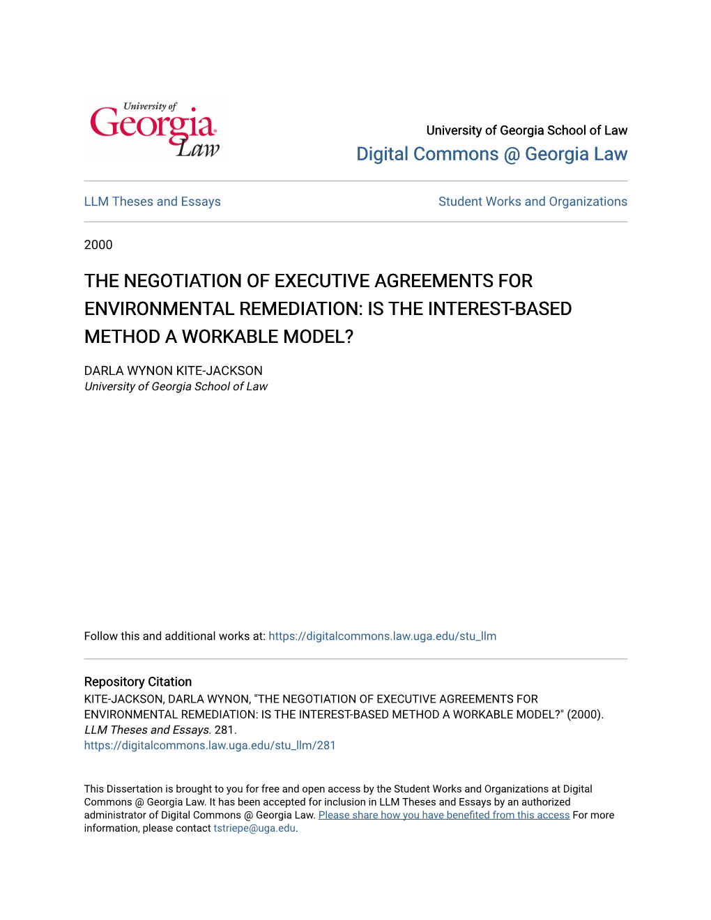 The Negotiation of Executive Agreements for Environmental Remediation: Is the Interest-Based Method a Workable Model?