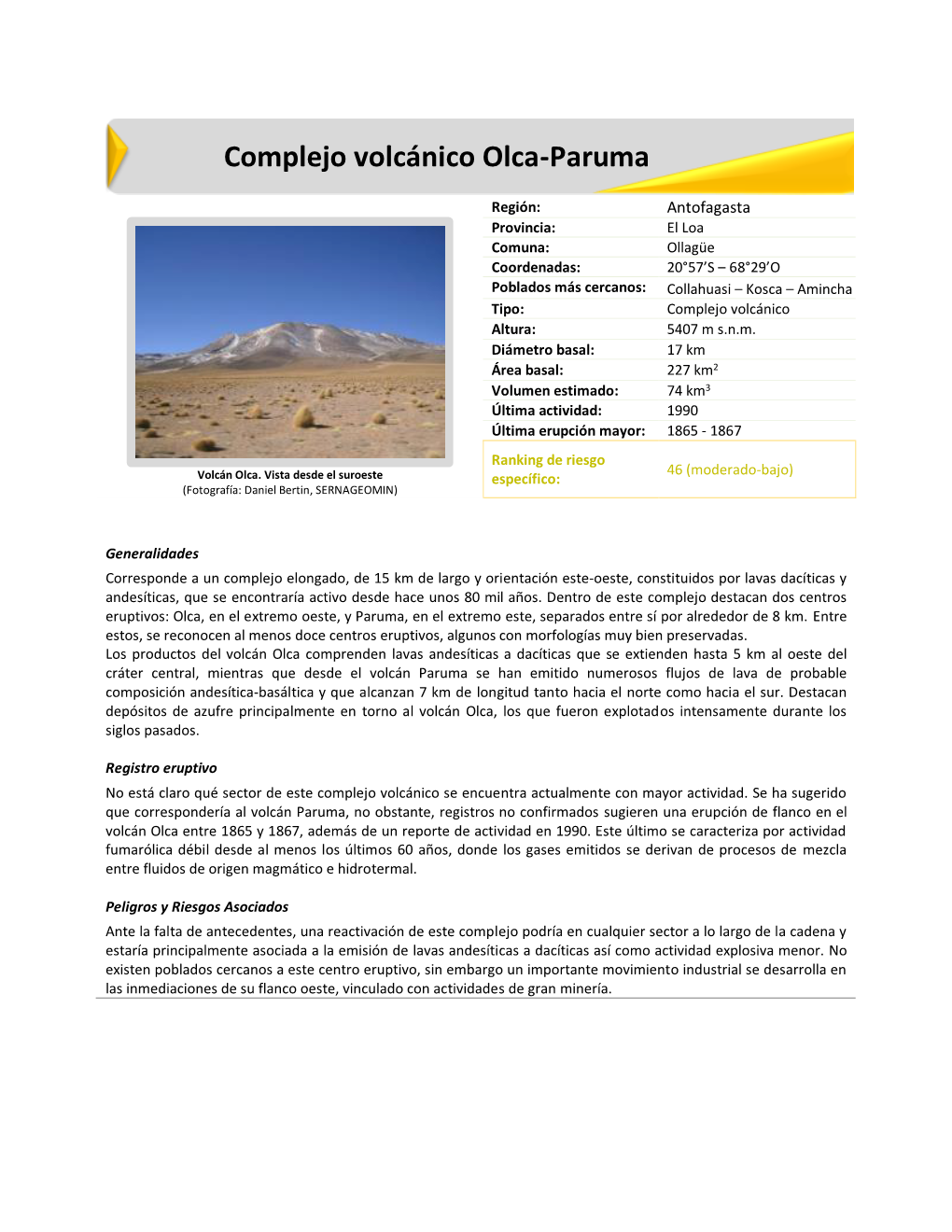 Complejo Volcánico Olca-Paruma