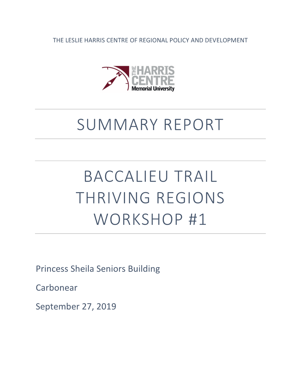 Summary Report Baccalieu Trail Thriving Regions