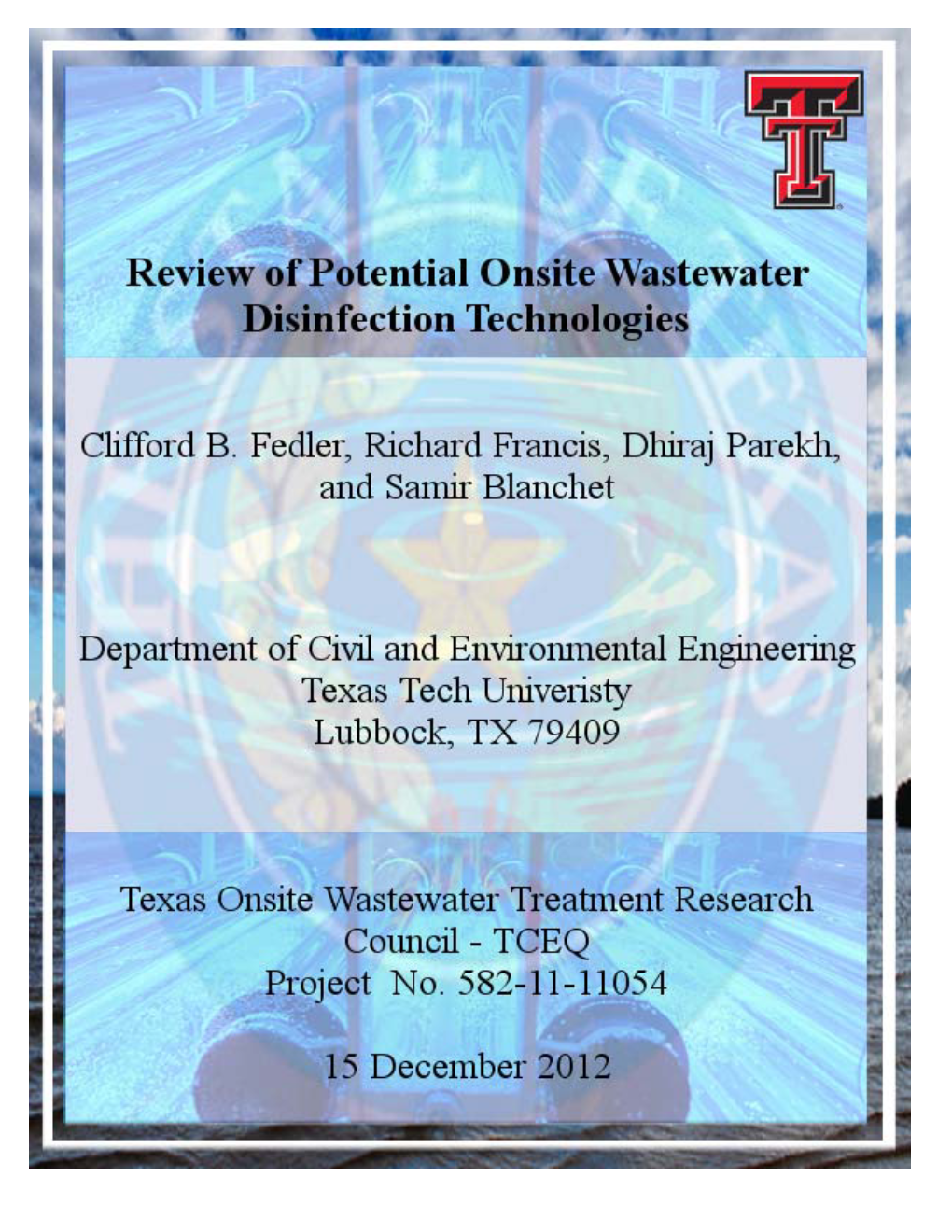 Review of Potential Onsite Wastewater Disinfection Technologies