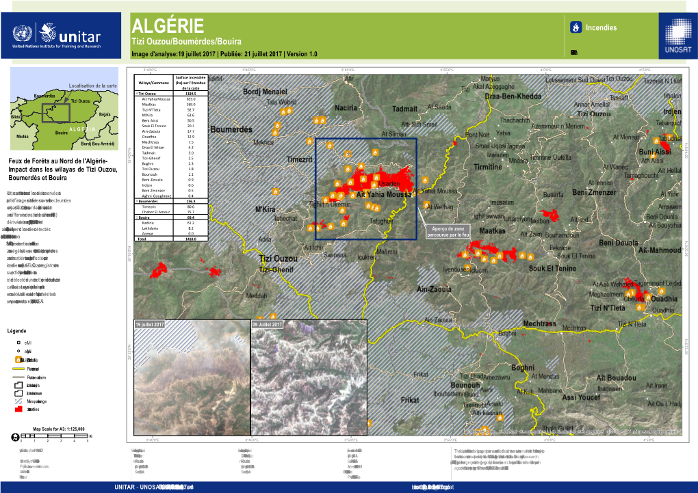 ALGÉRIE =Æ Incendies Tizi Ouzou/Boumèrdes/Bouira Image D'analyse:19 Juillet 2017 | Publiée: 21 Juillet 2017 | Version 1.0 FR20170712DZA