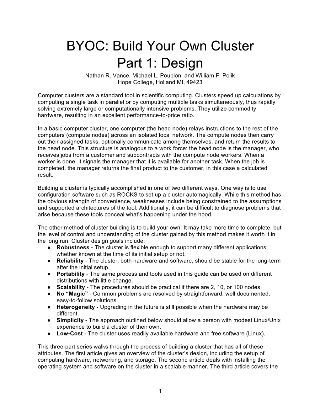 BYOC: Build Your Own Cluster Part 1: Design Nathan R