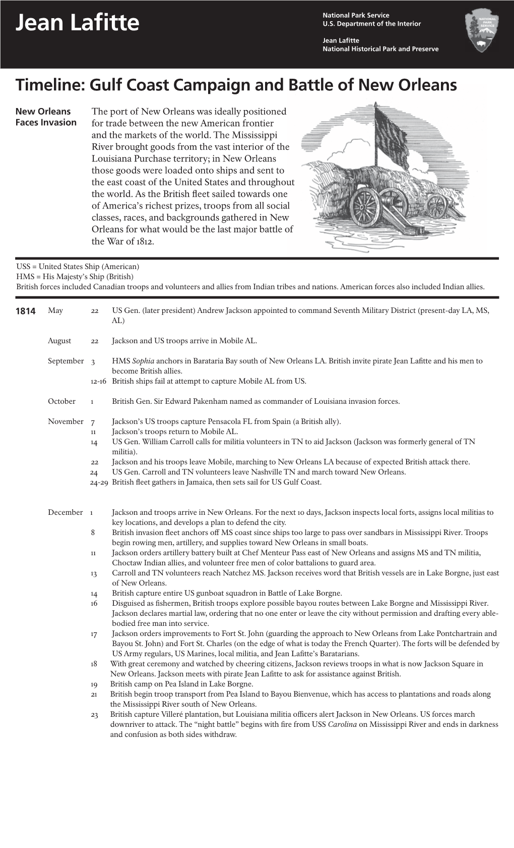 Gulf Campaign and Battle of New Orleans Timeline