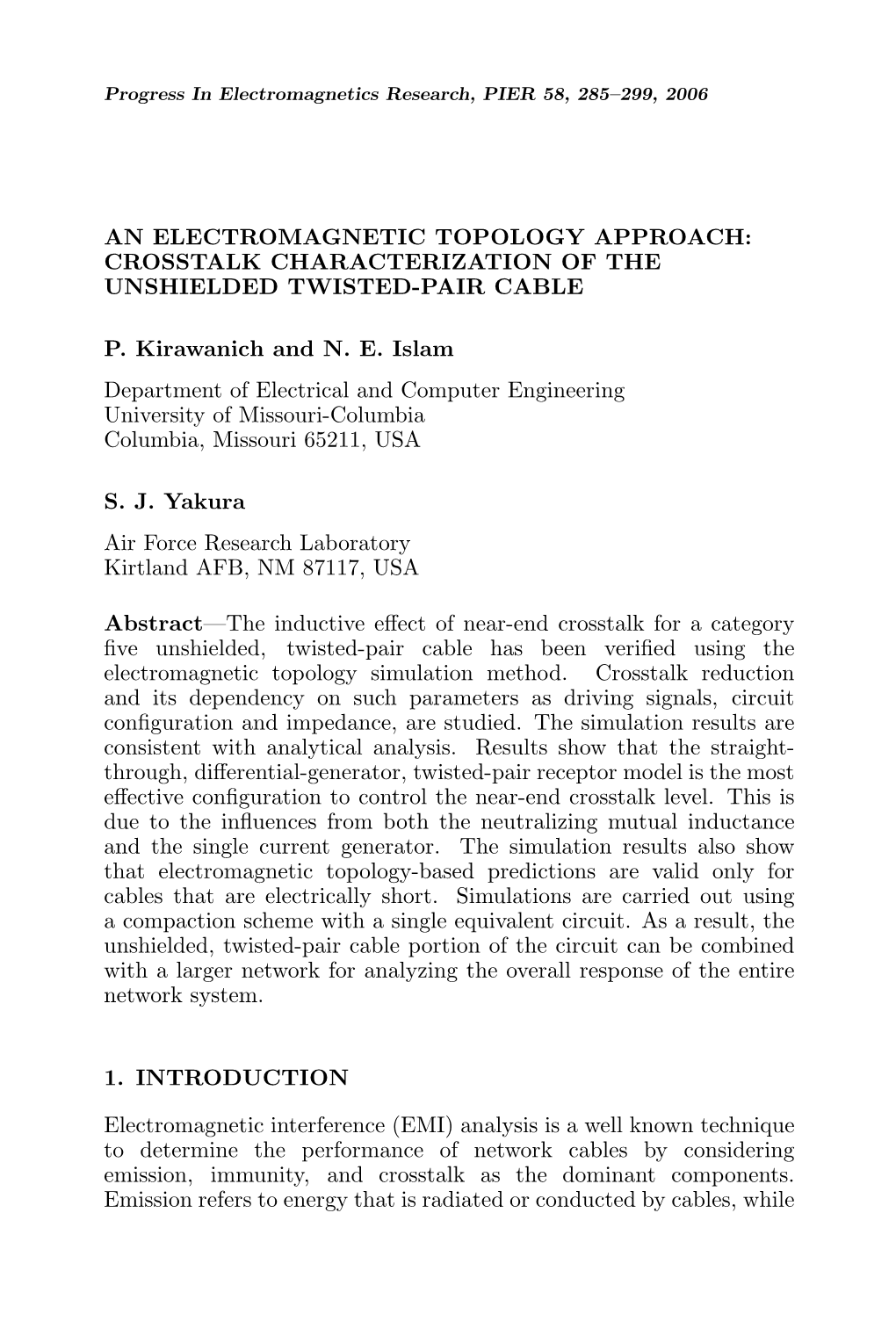 Crosstalk Characterization of the Unshielded Twisted-Pair Cable