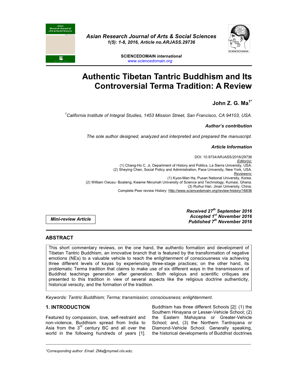 Authentic Tibetan Tantric Buddhism and Its Controversial Terma Tradition: a Review