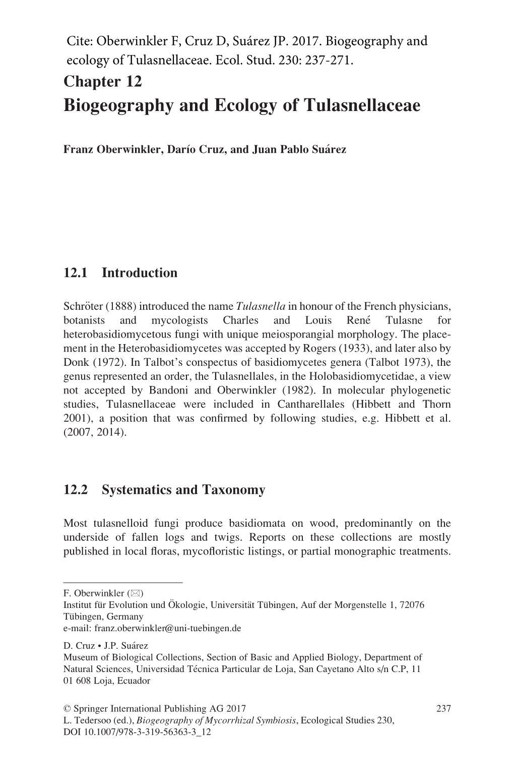 Biogeography and Ecology of Tulasnellaceae