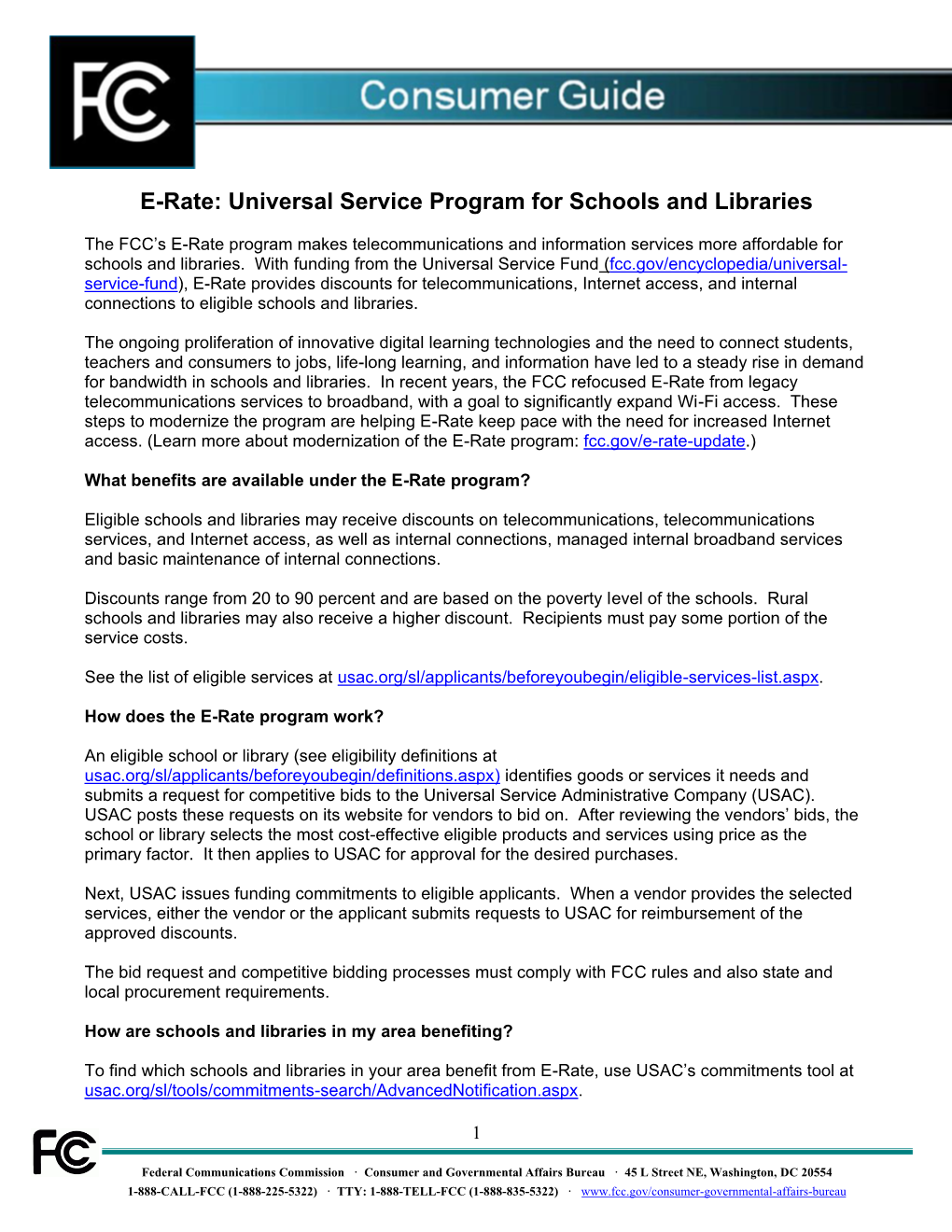 E-Rate: Universal Service Program for Schools and Libraries