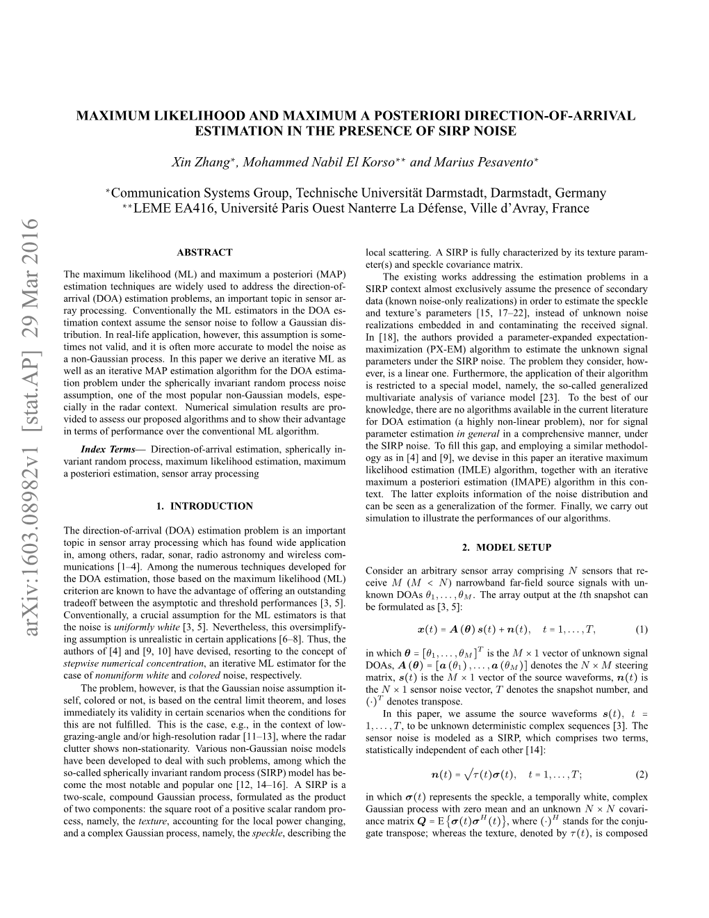 Maximum Likelihood and Maximum a Posteriori Direction-Of-Arrival