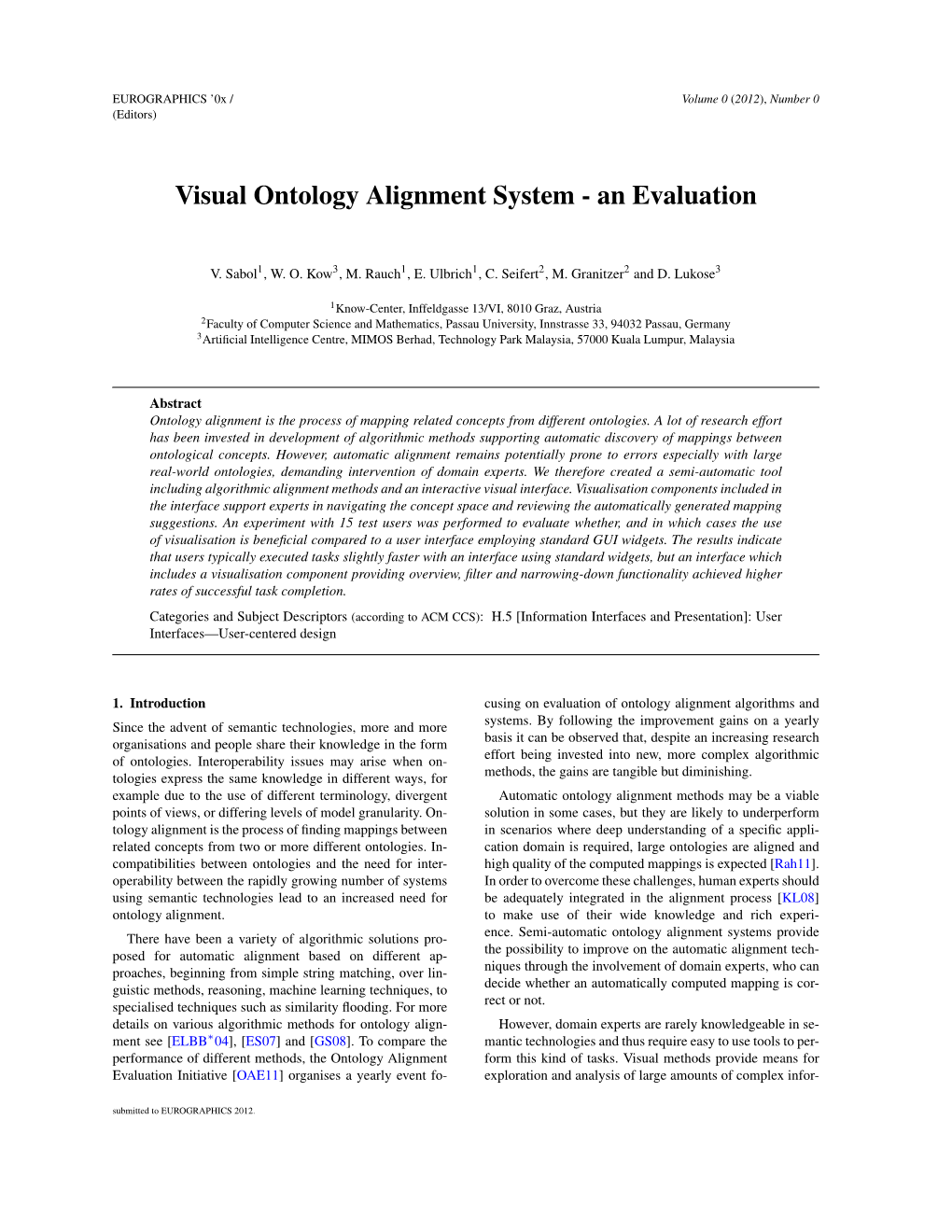 Visual Ontology Alignment System - an Evaluation