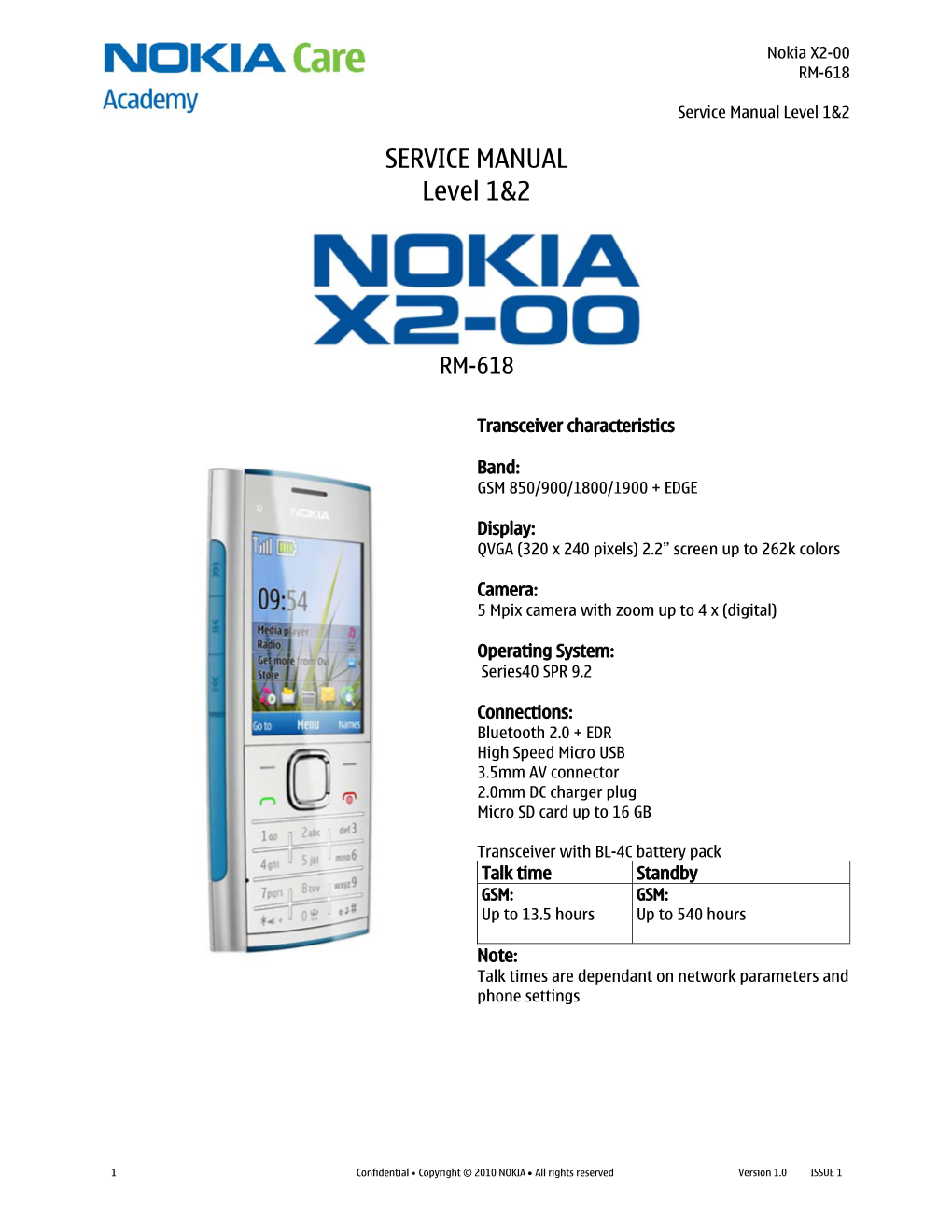 Nokia X2 RM-618 Service Manual L1L2