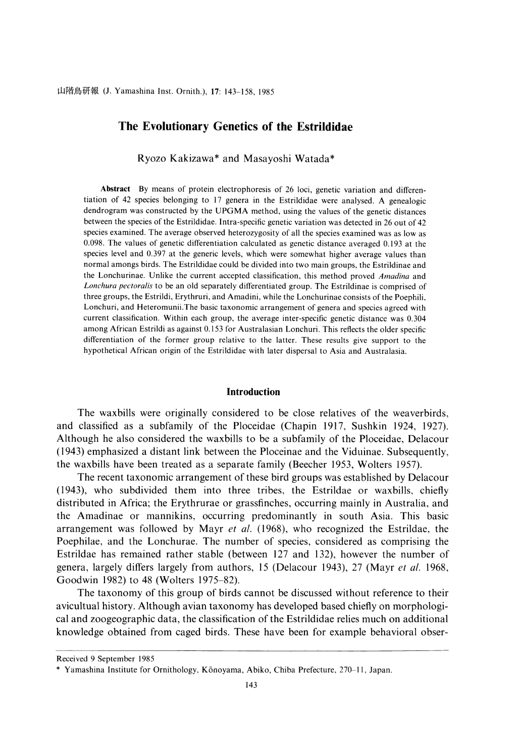 The Evolutionary Genetics of the Estrildidae