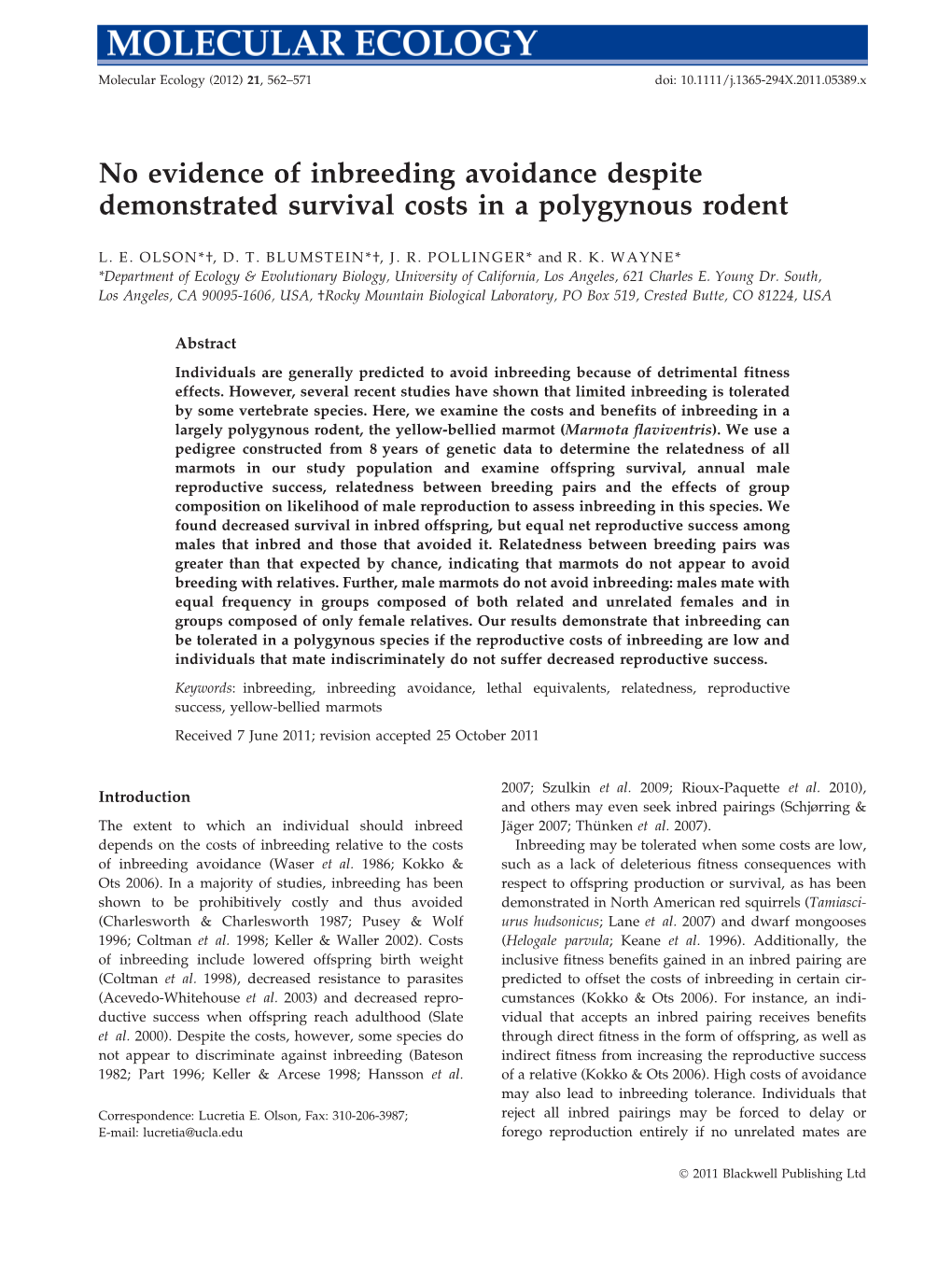 No Evidence of Inbreeding Avoidance Despite Demonstrated Survival Costs in a Polygynous Rodent