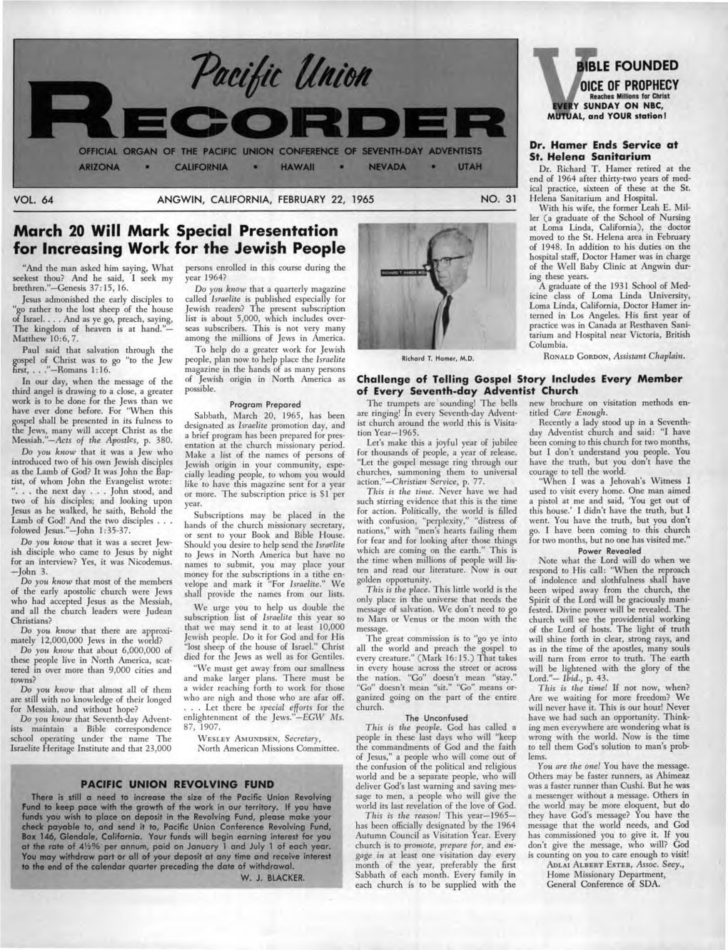 Pacific Union Recorder for 1965