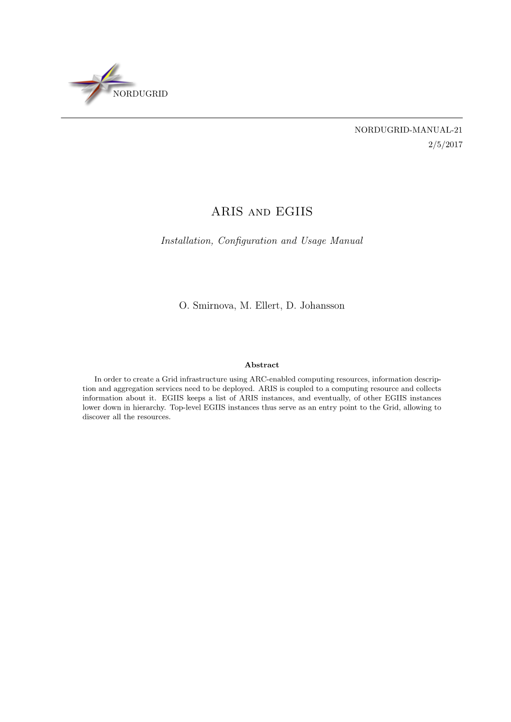 ARIS and EGIIS Installation, Configuration and Usage Manual
