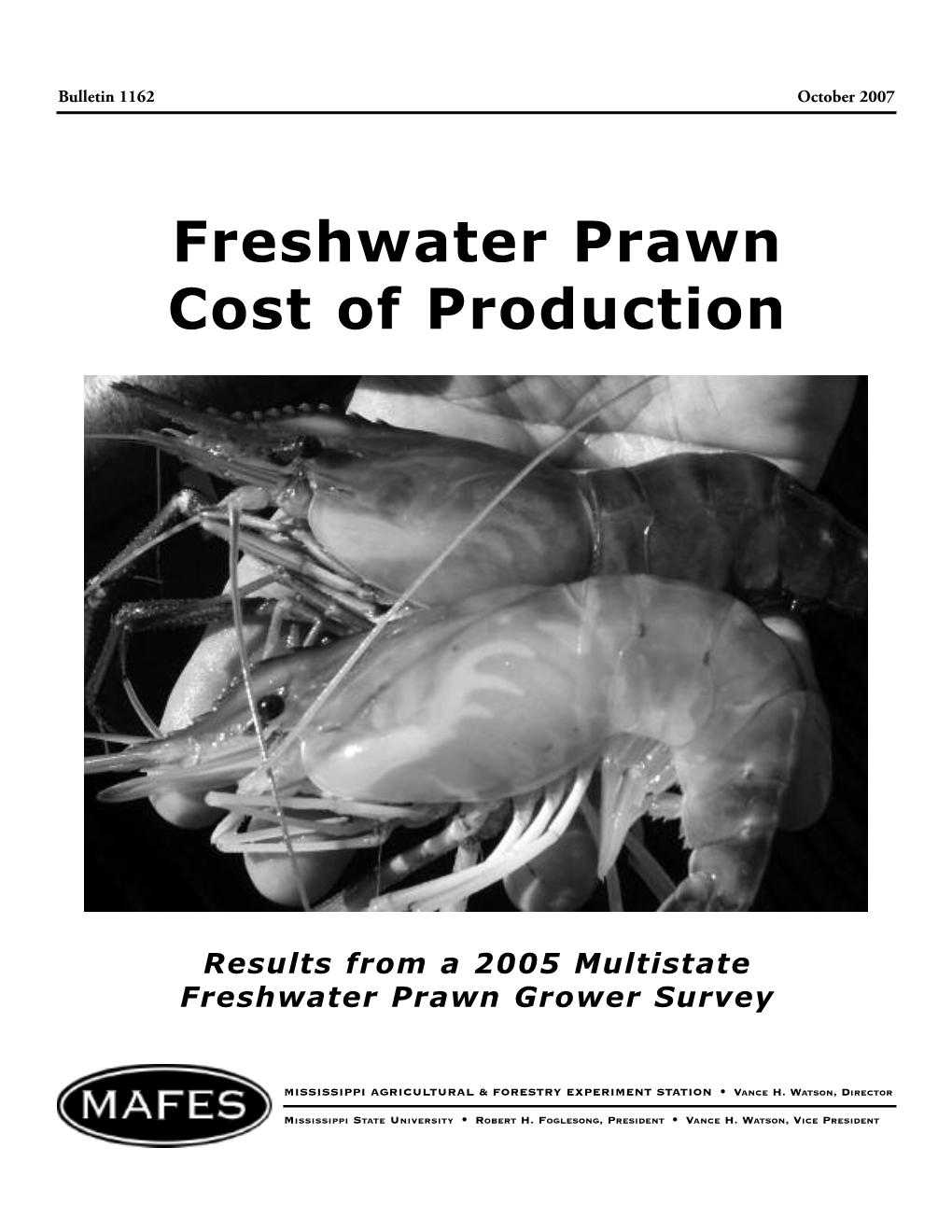 Freshwater Prawn Cost of Production