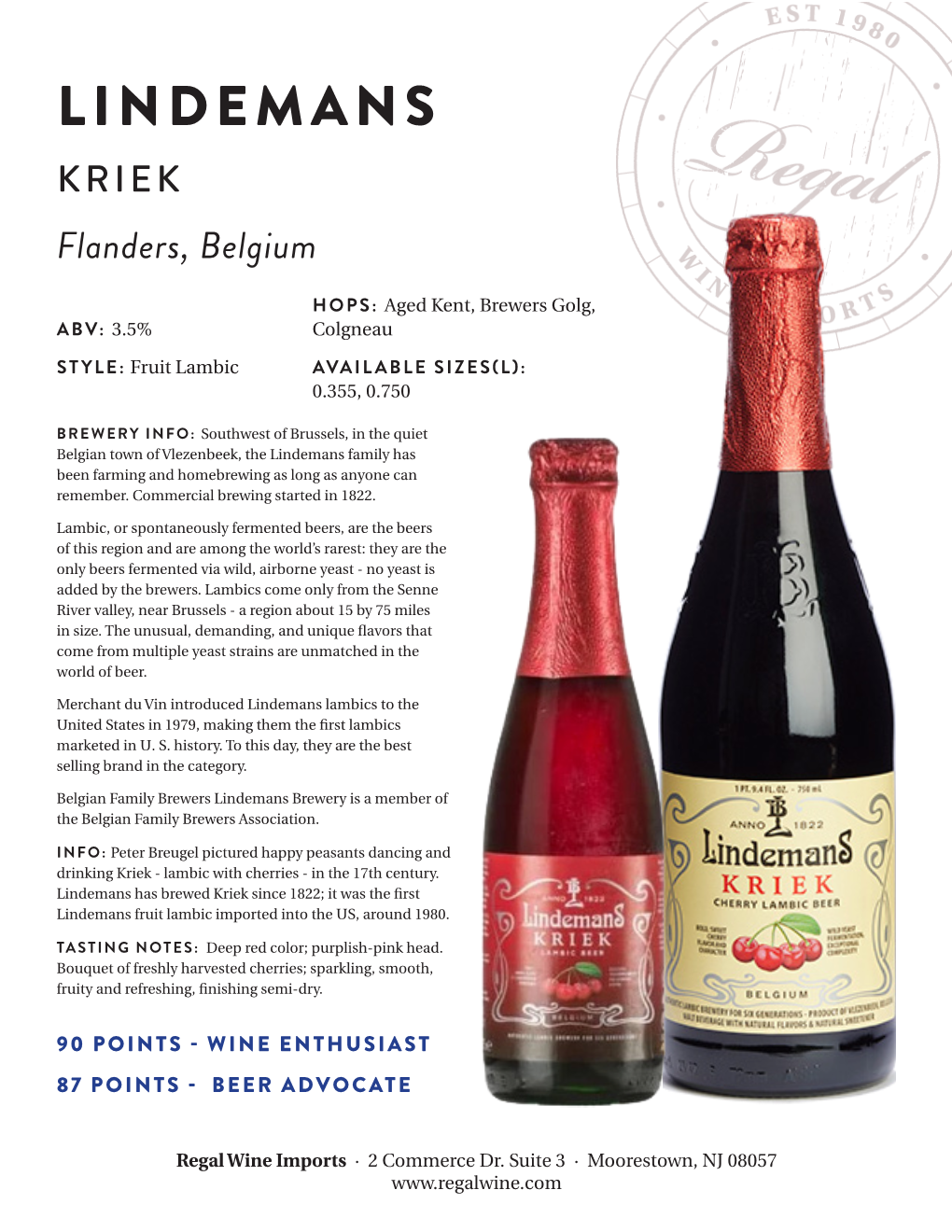 LINDEMANS KRIEK Flanders, Belgium