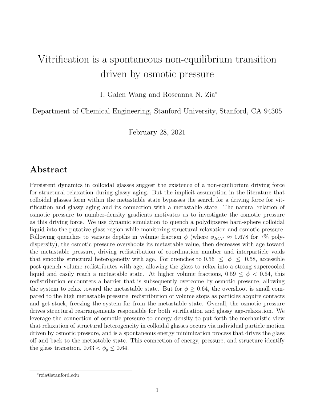 Vitrification Is a Spontaneous Non-Equilibrium Transition Driven By