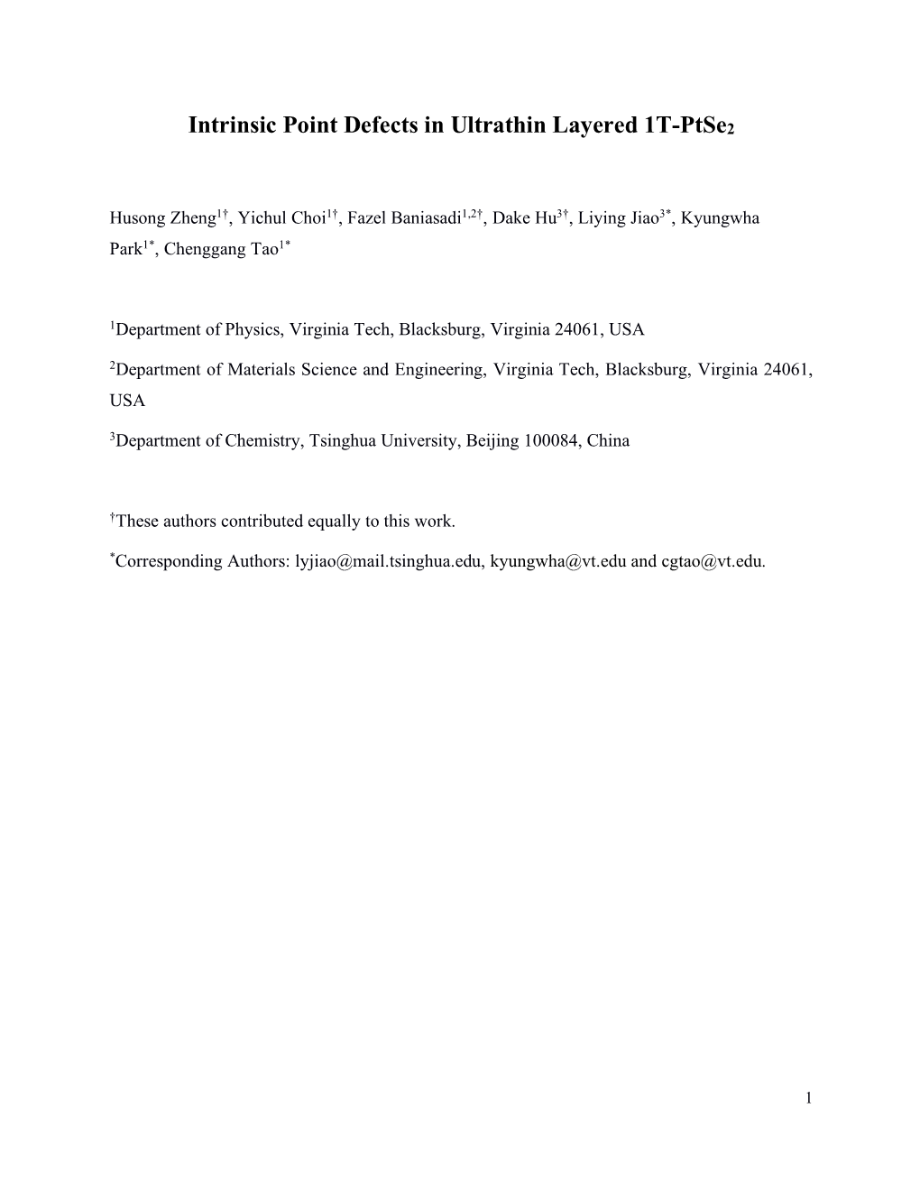 Intrinsic Point Defects in Ultrathin Layered 1T-Ptse2