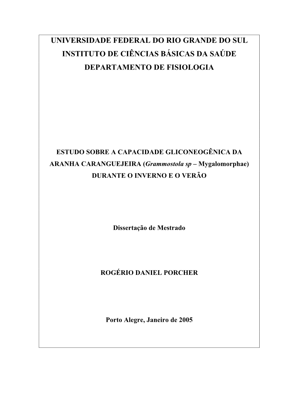 Universidade Federal Do Rio Grande Do Sul Instituto De Ciências Básicas Da Saúde Departamento De Fisiologia