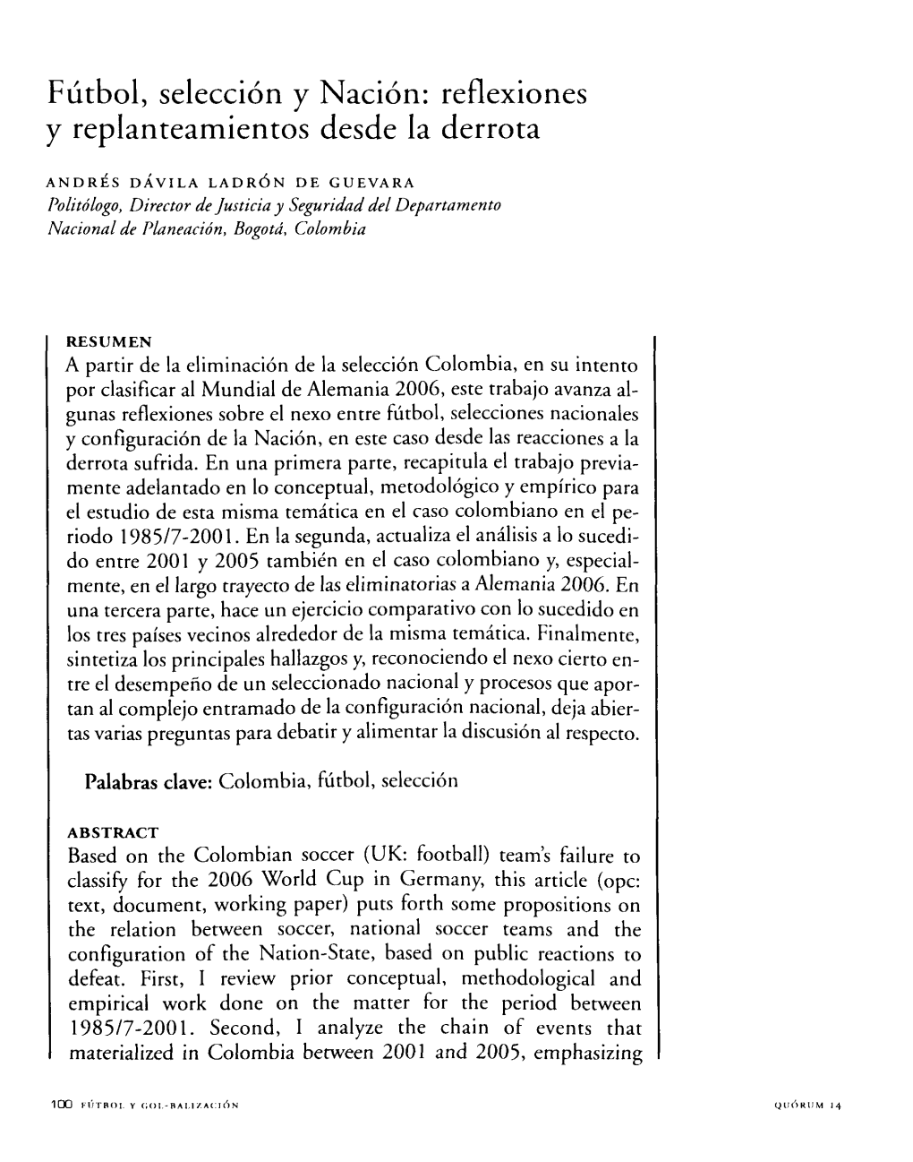 Fútbol, Selección Y Nación. Reflexiones Y Replanteamientos