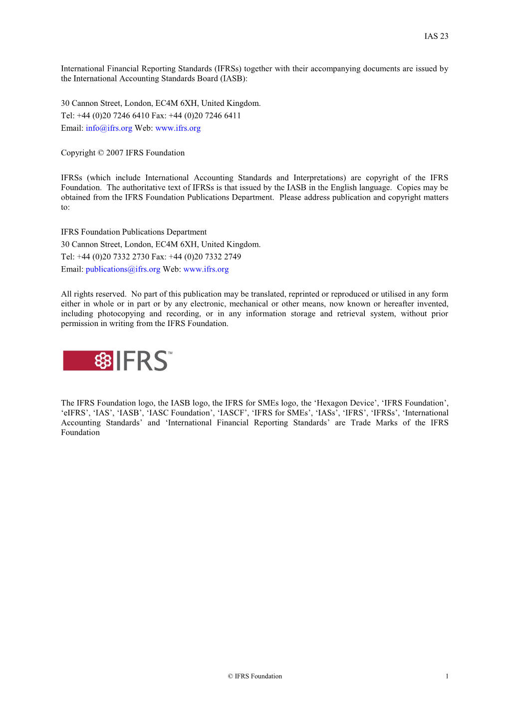 IAS 23 International Financial Reporting Standards (Ifrss