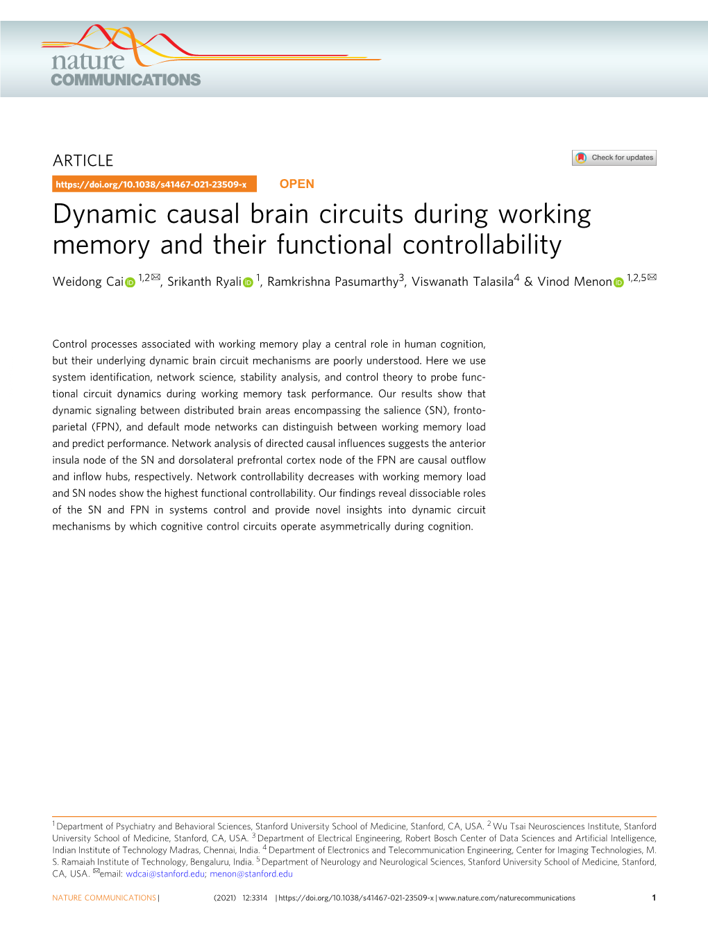 Dynamic Causal Brain Circuits During Working Memory and Their