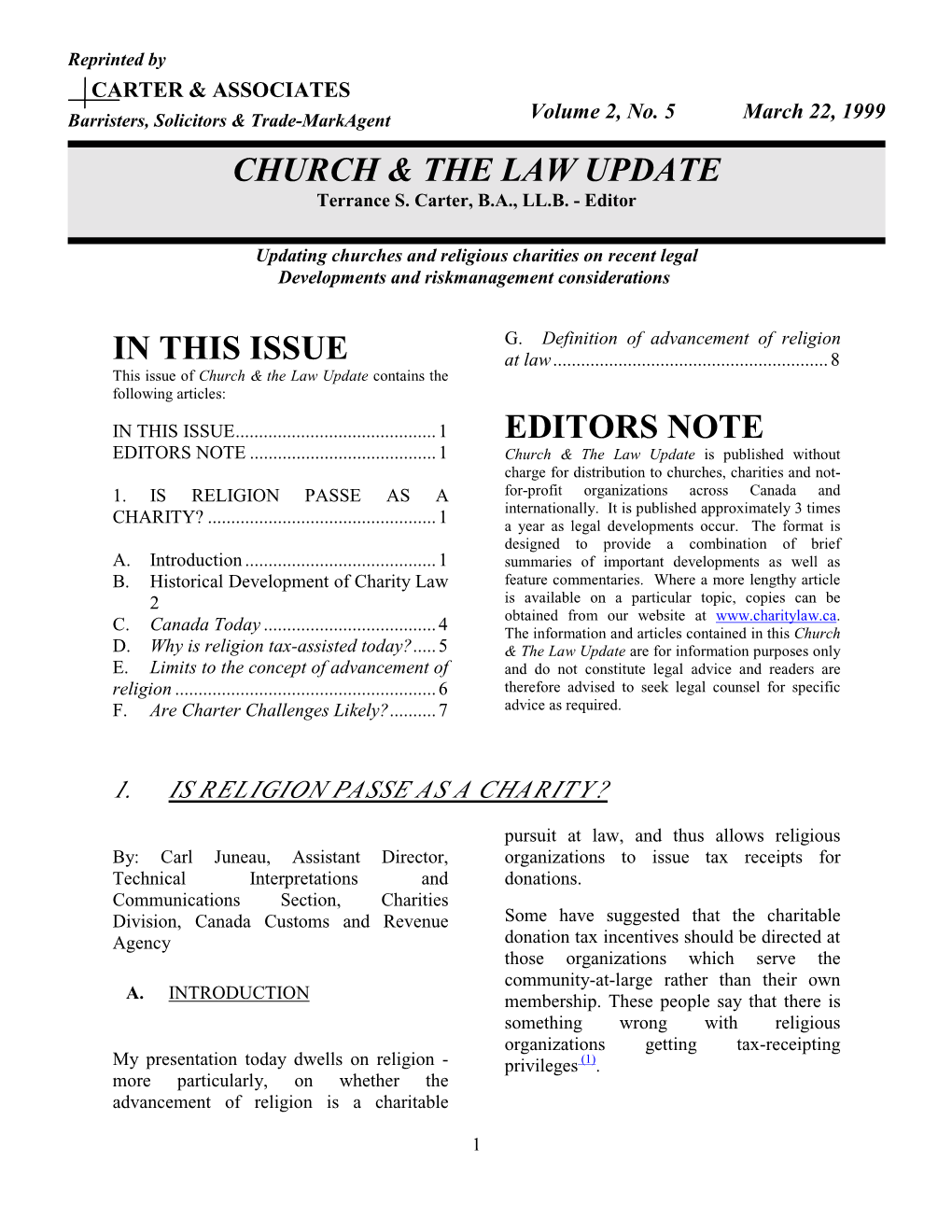 Church & the Law Update