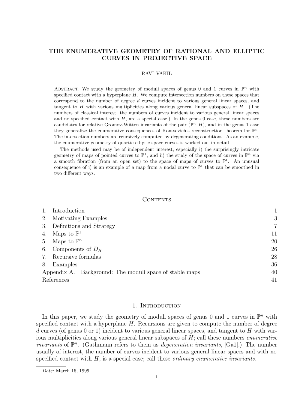 The Enumerative Geometry of Rational and Elliptic Curves in Projective Space