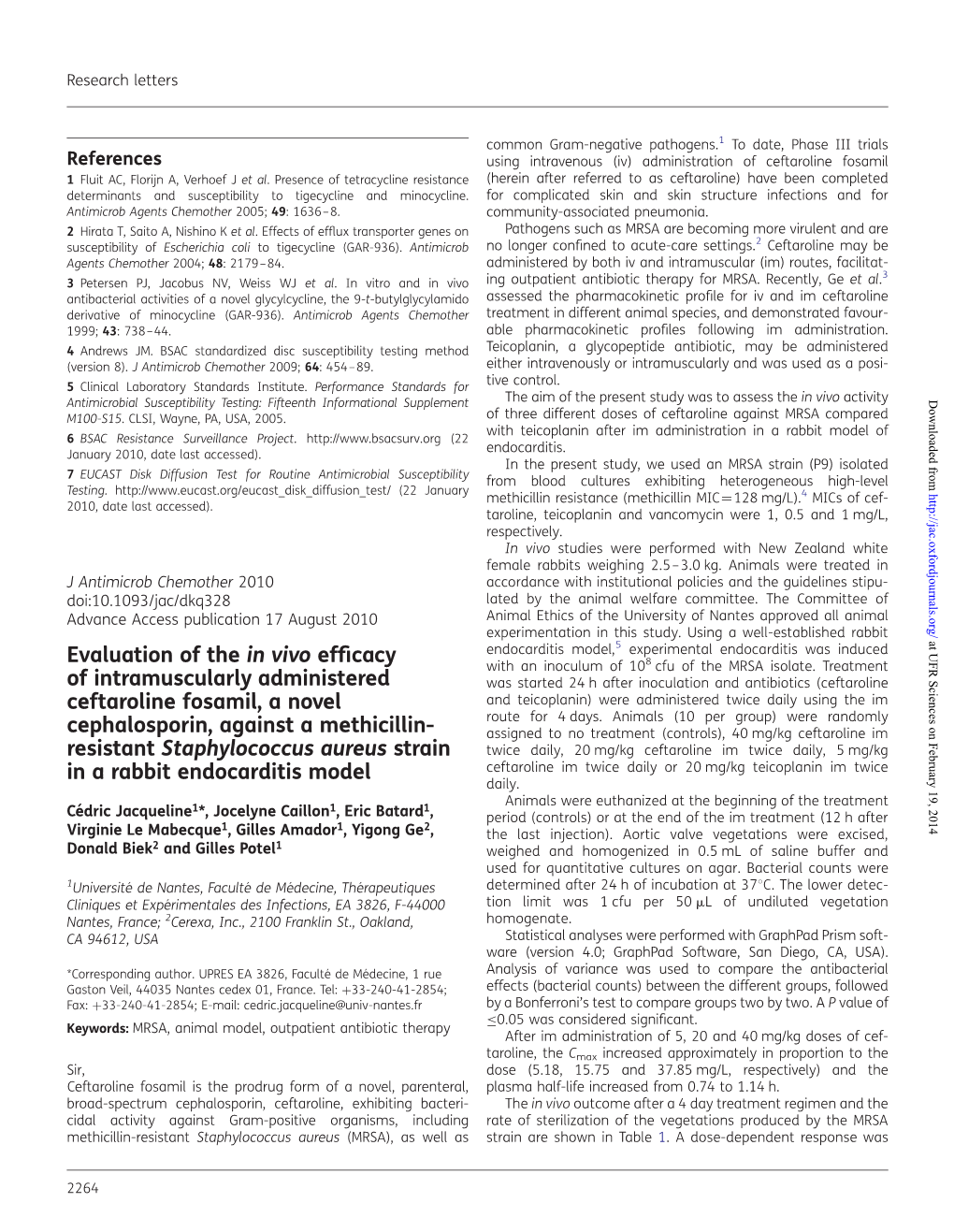 Evaluation of the in Vivo Efficacy of Intramuscularly Administered