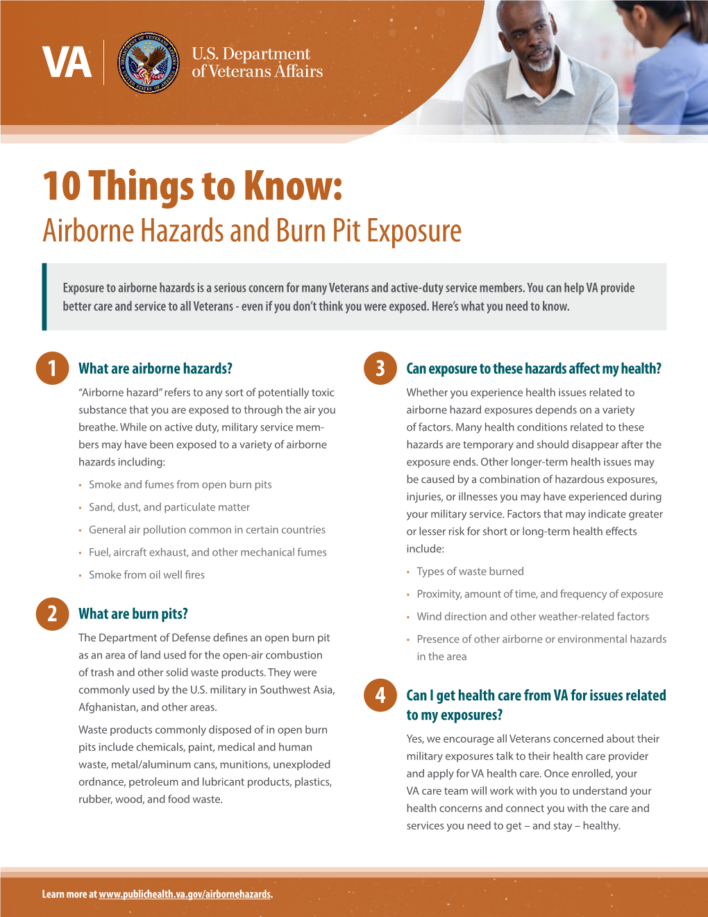 10 Things to Know: Airborne Hazards and Burn Pit Exposure