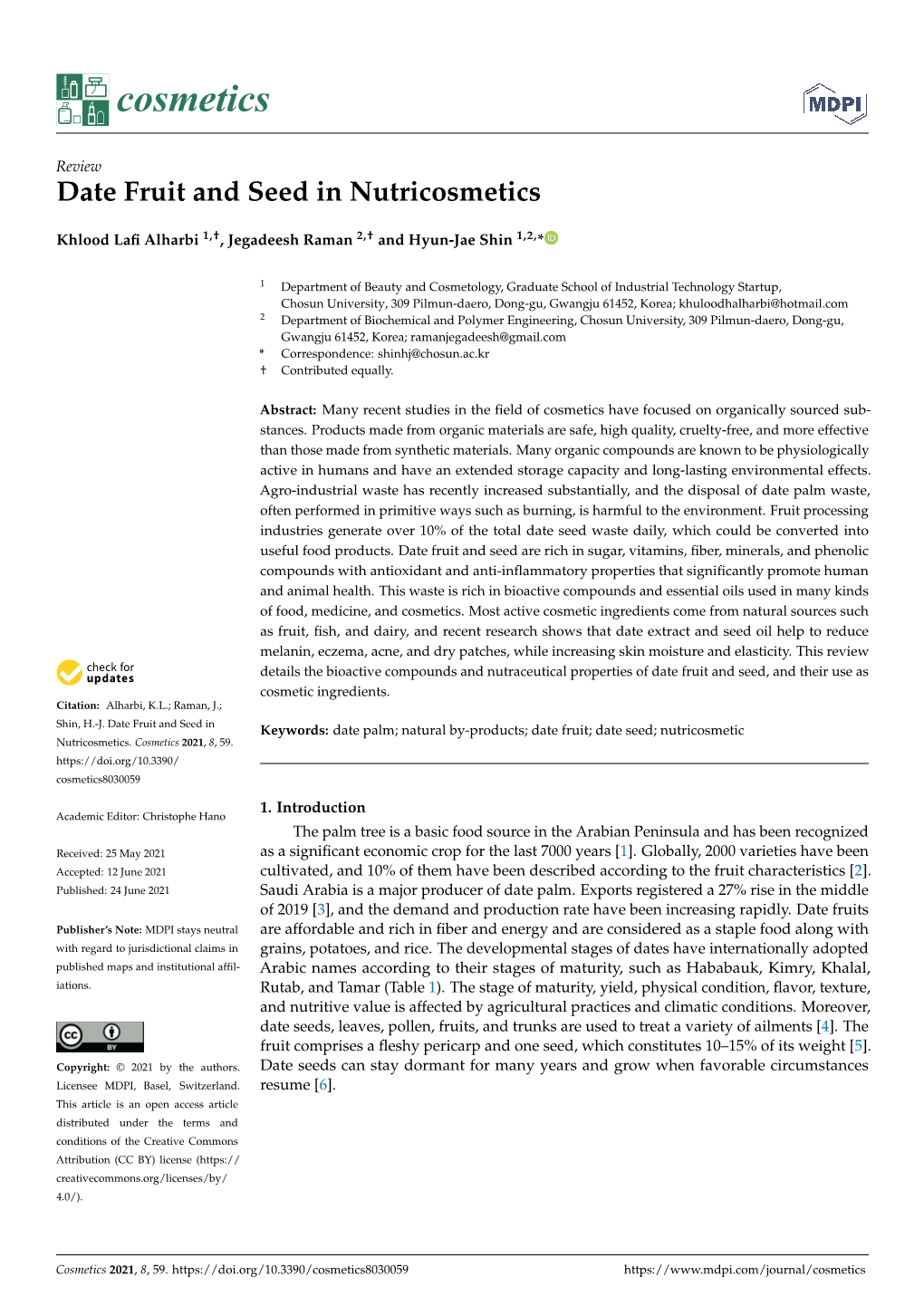 Date Fruit and Seed in Nutricosmetics