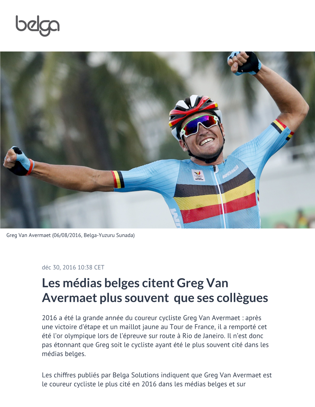 Les Médias Belges Citent Greg Van Avermaet Plus Souvent Que Ses Collègues