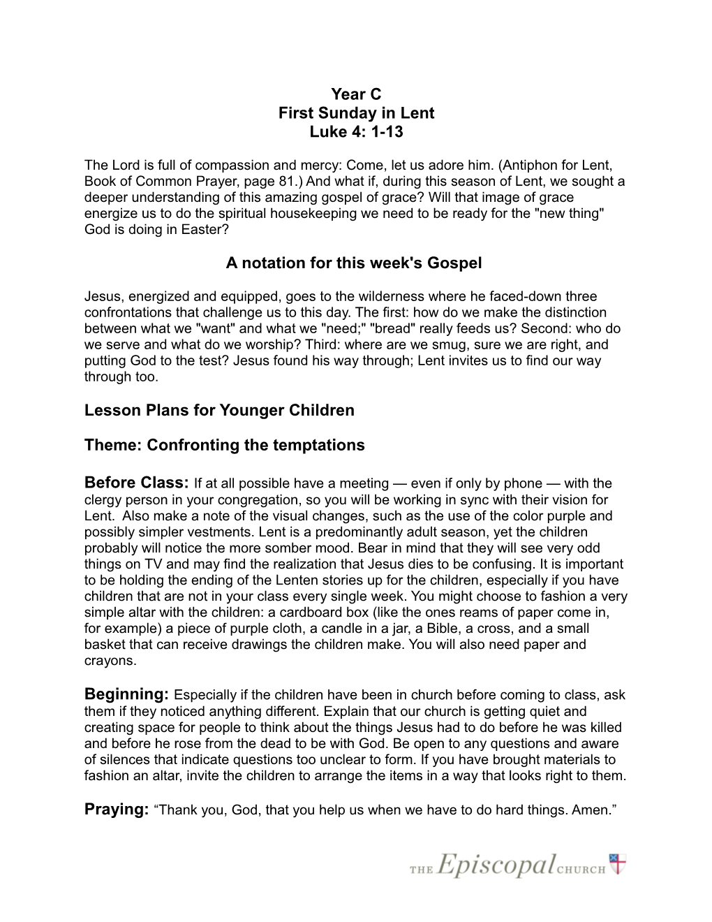 Lent 2004 - Cycle C - Revised Common Lectionary