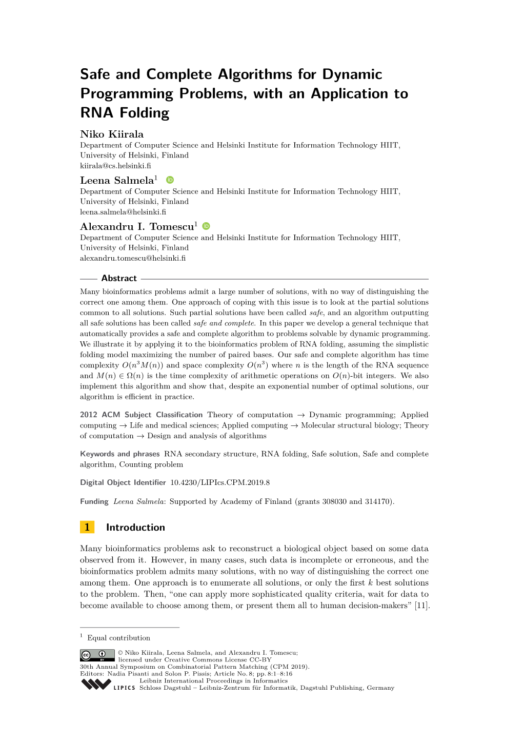 Safe and Complete Algorithms for Dynamic Programming Problems