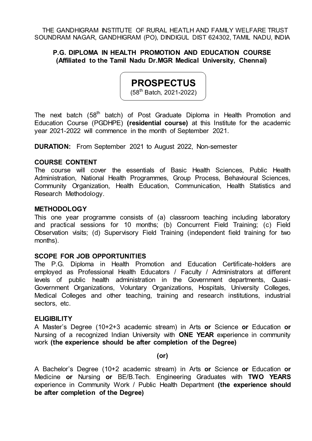 PGDHPE Prospectus