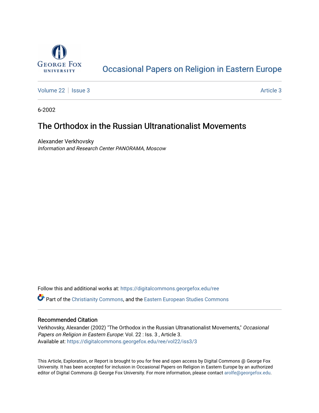 The Orthodox in the Russian Ultranationalist Movements