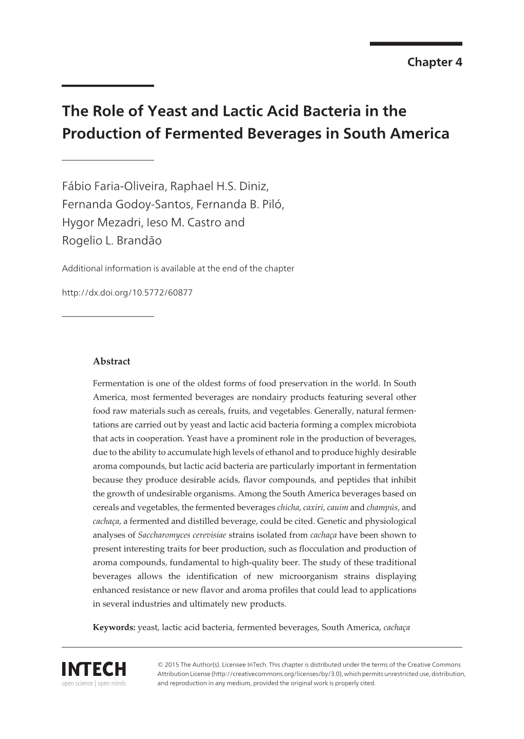 The Role of Yeast and Lactic Acid Bacteria in the Production of Fermented Beverages in South America