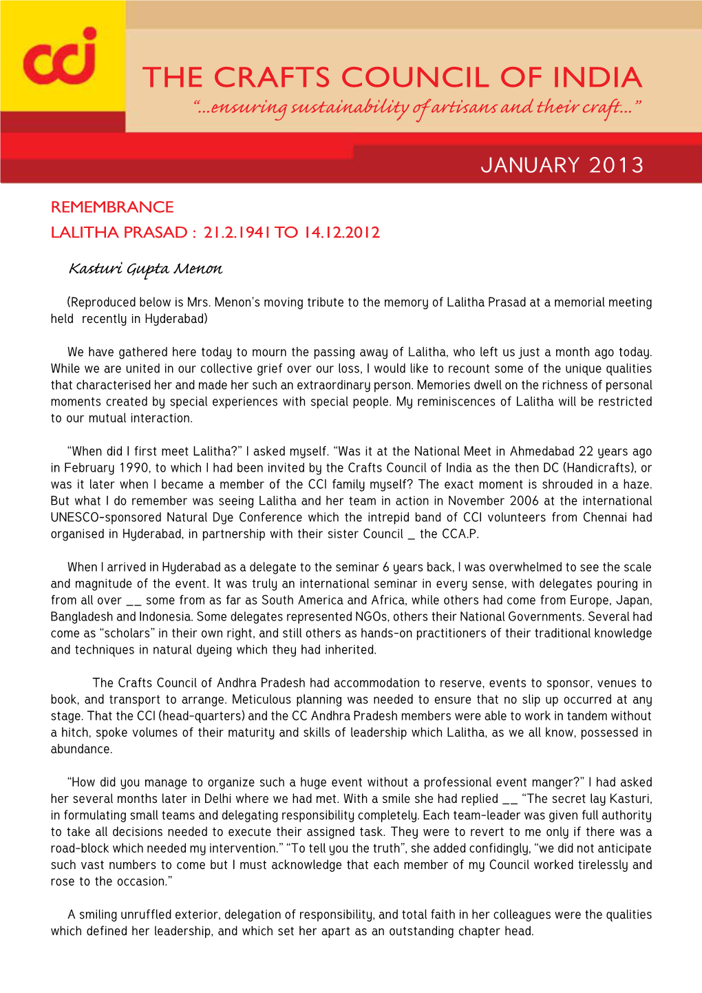 CCI Newsletter Jan 2013