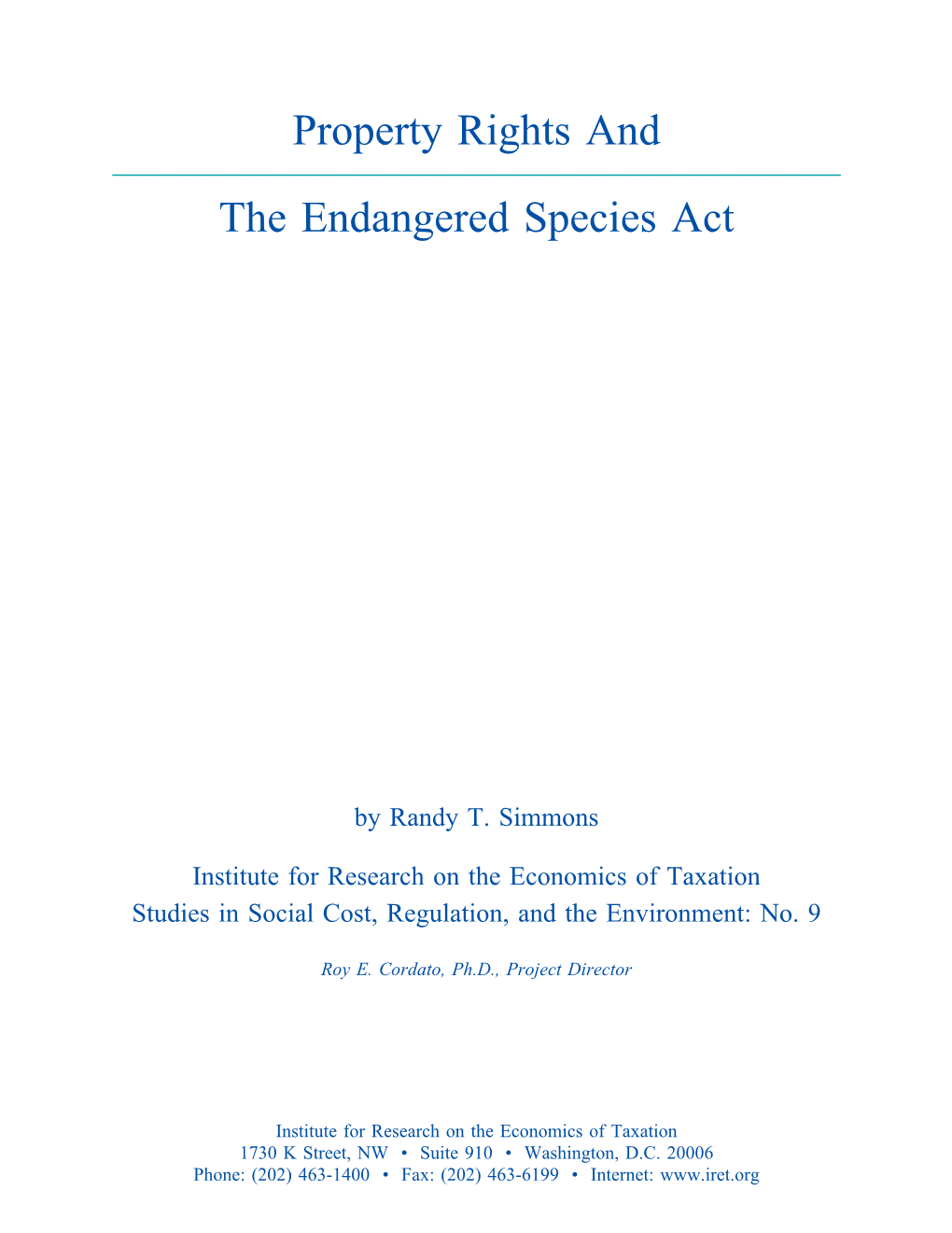 Property Rights and the Endangered Species Act