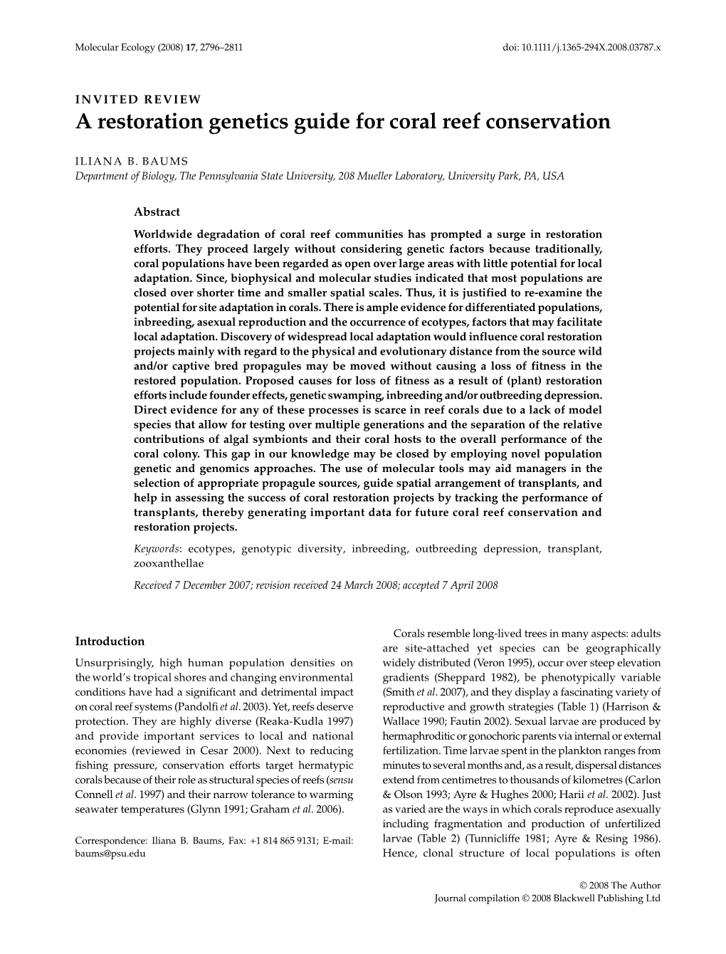 Opens in a New Windowa Restoration Genetics Guide for Coral Reef Conservationopens PDF File