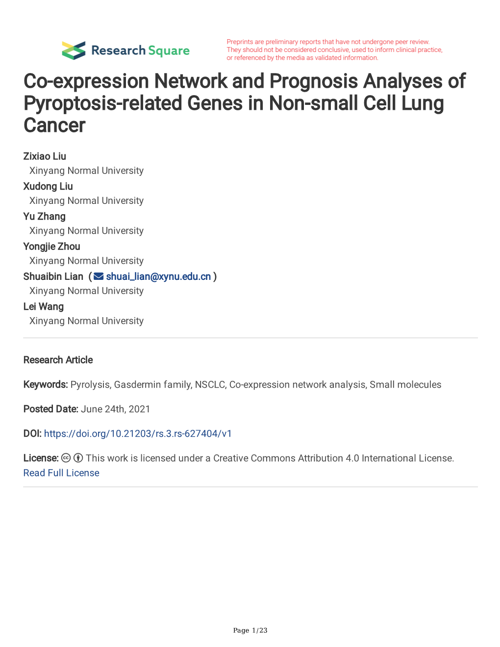 Co-Expression Network and Prognosis Analyses of Pyroptosis-Related Genes in Non-Small Cell Lung Cancer