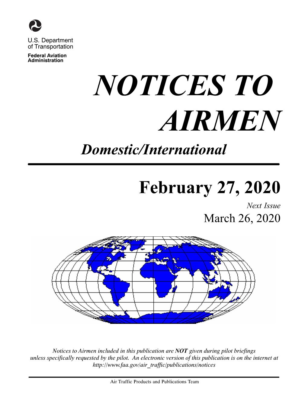 February 27, 2020 Notices to Airmen