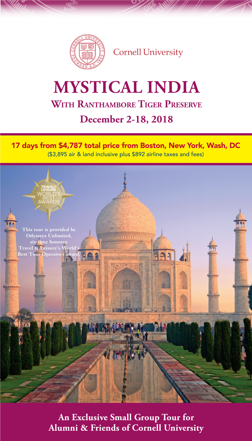 MYSTICAL INDIA with Ranthambore Tiger Preserve December 2-18, 2018