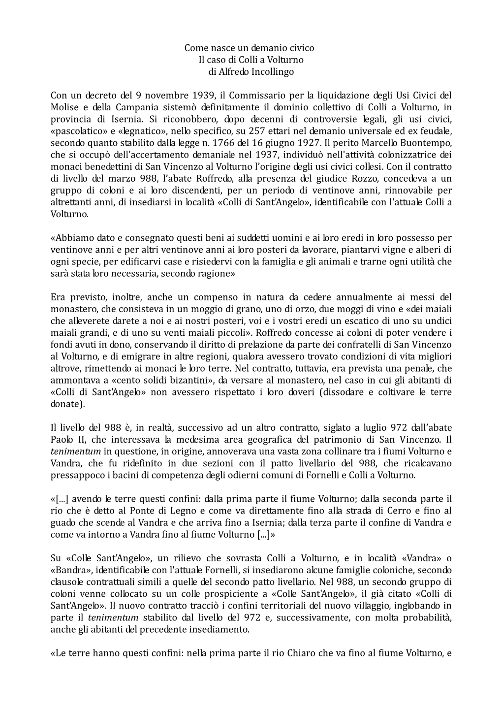 Come Nasce Un Demanio Civico Il Caso Di Colli a Volturno.Pdf