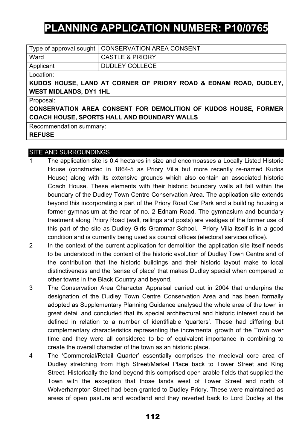 Planning Application Number: P10/0765