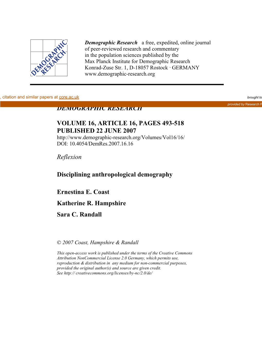 Disciplining Anthropological Demography