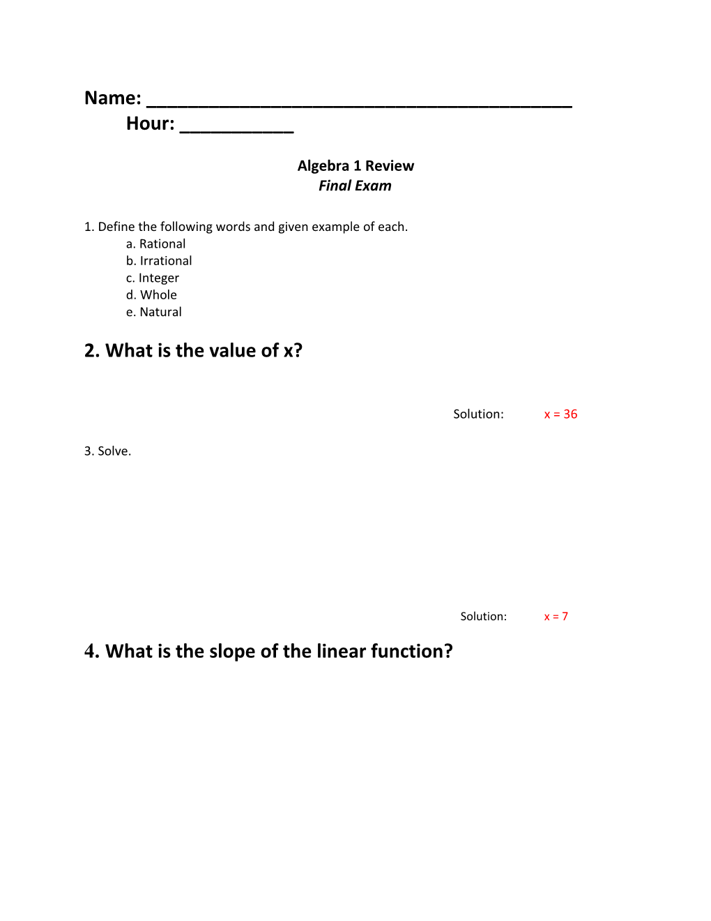 1. Define the Following Words and Given Example of Each