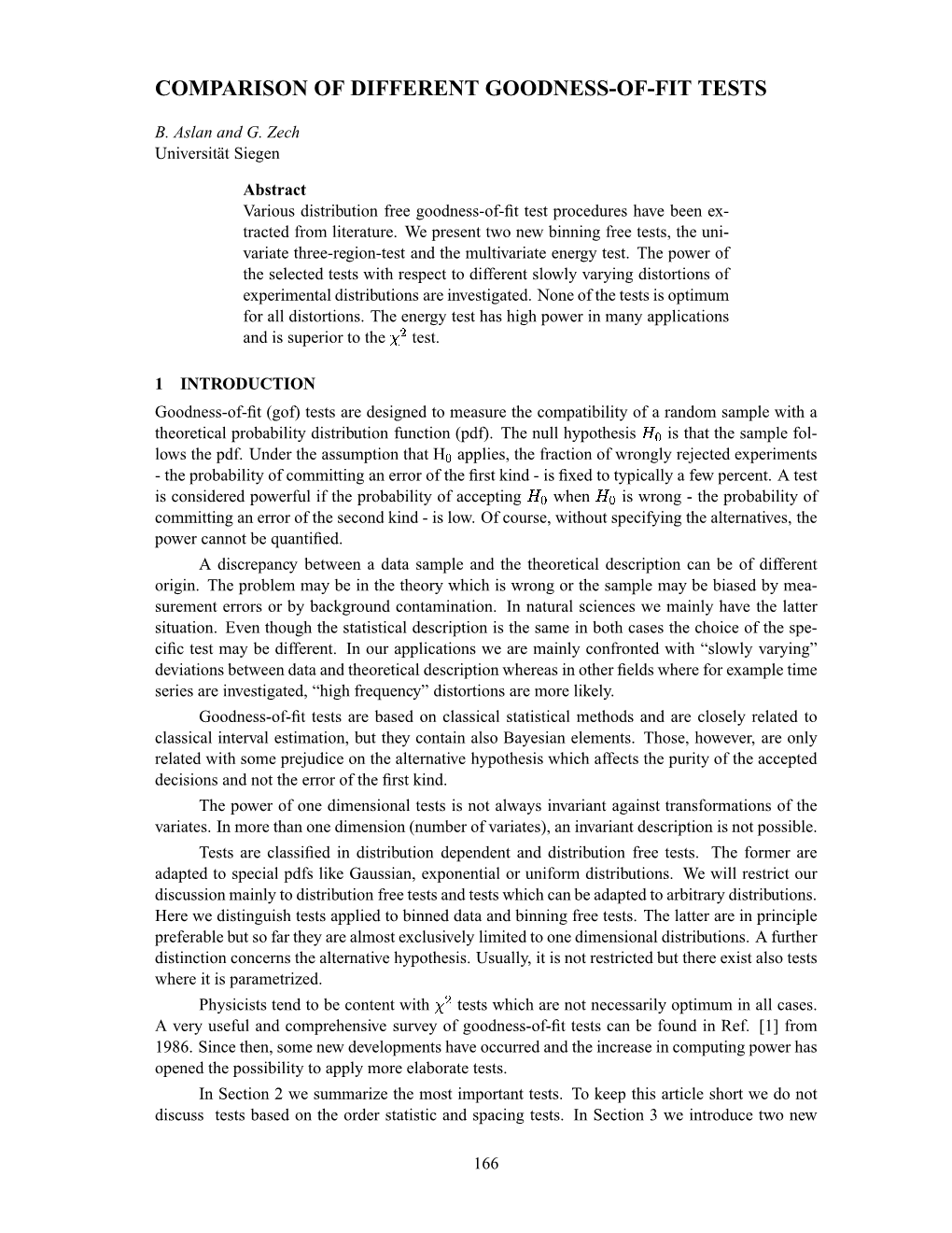 Comparison of Different Goodness-Of-Fit Tests