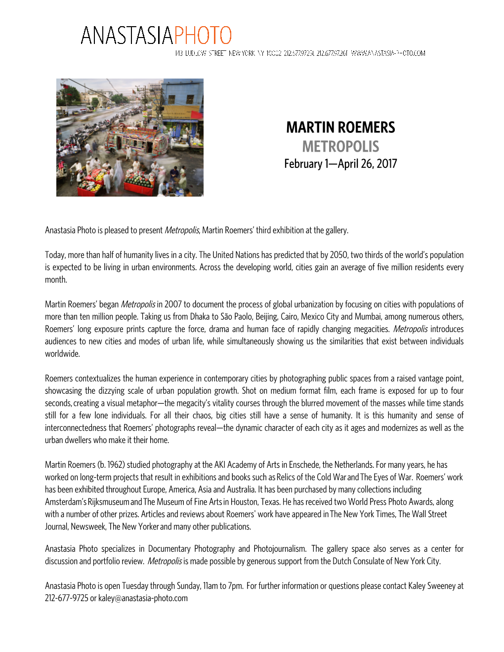 MARTIN ROEMERS METROPOLIS February 1—April 26, 2017