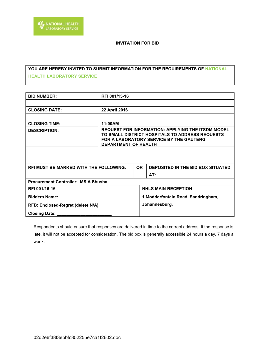 Capacity Under Which This Rfi Is Signed